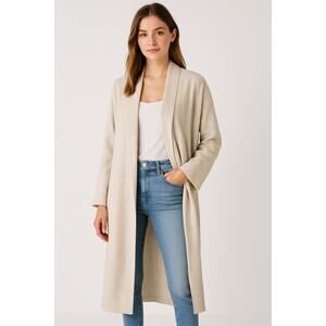 Pedro del Hierro Madrid SZ 4/S Women's Linen Blend Open Front Trench Coat NEW